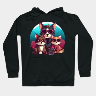 Cute Dog And Cute Cat Watching Together Hoodie